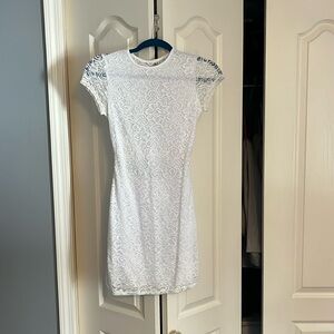 White lace dress with an open back